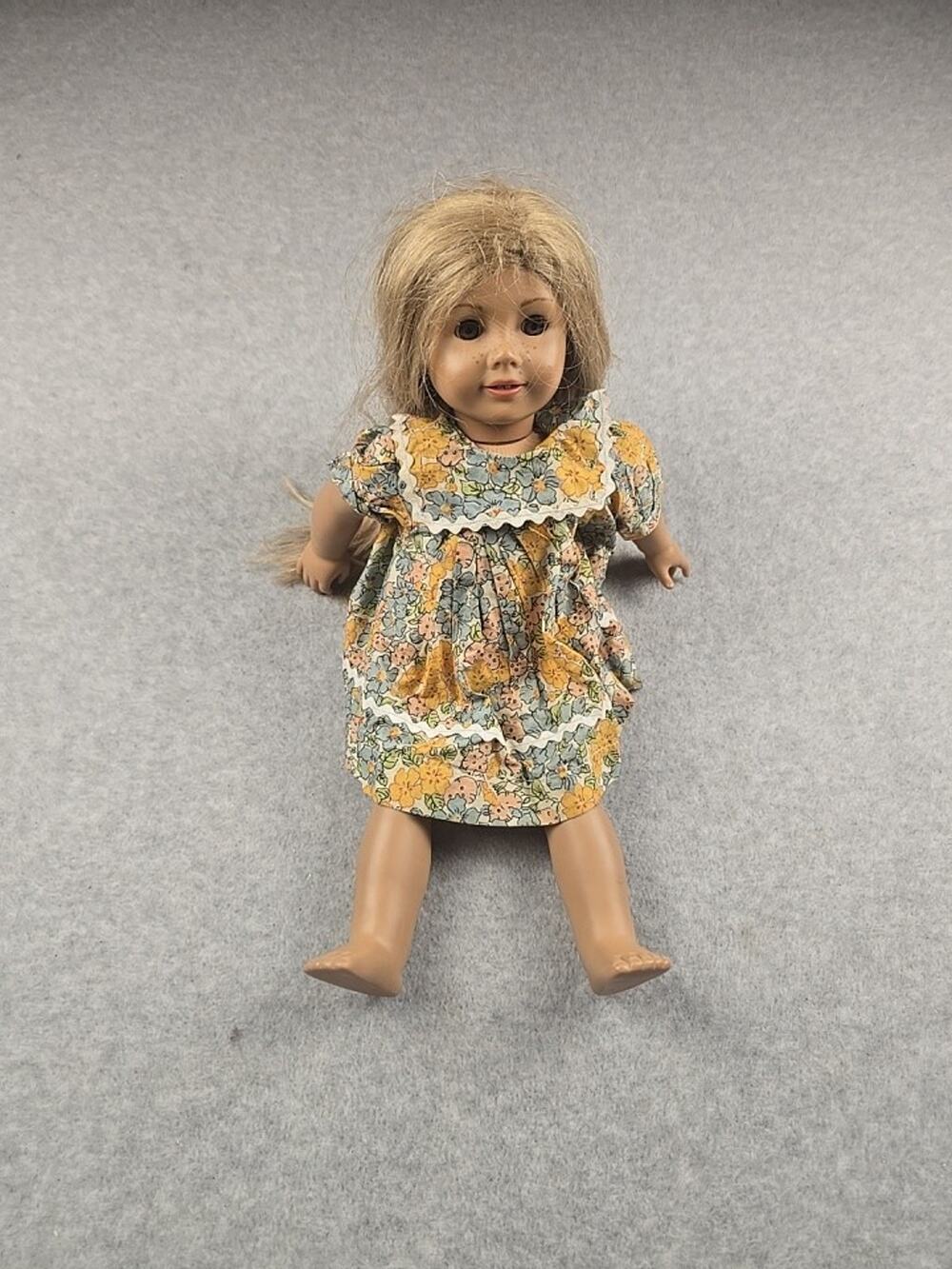 American Girl Bitty Baby Doll Blonde Hair Brown Eyes Freckles Floral Dress